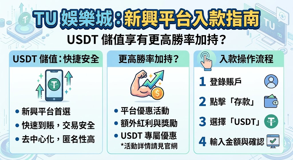 TU 娛樂城：新興平台入款指南，USDT 儲值享有更高勝率加持？